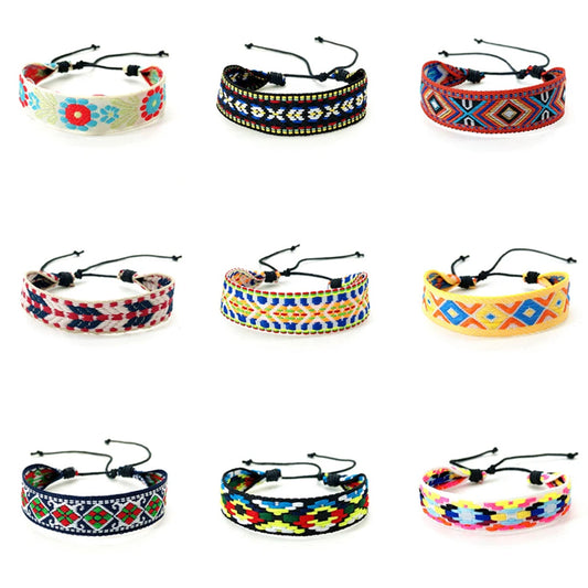 Boho Woven Friendship Love Wrap Bracelets Rope Handmade Thread Braided Ethnic Embroidery Wristbands Women Men Jewelry Adjustable
