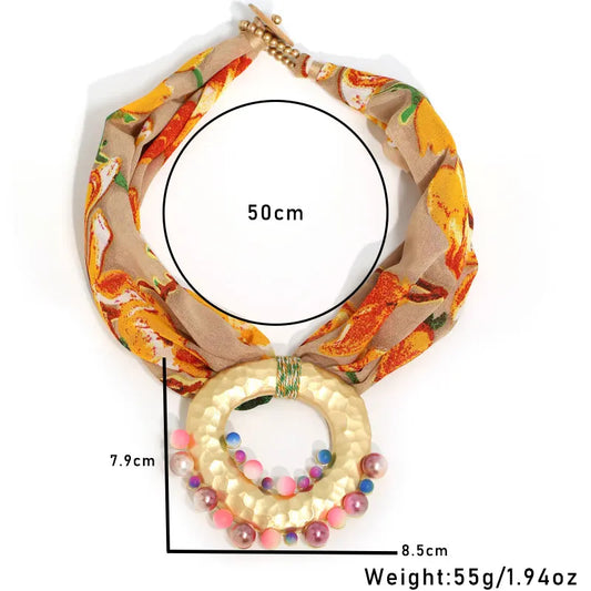 Fashion Statement Boho Necklace with Geometry Pendant for Women Trendy Beach Party Jewelry