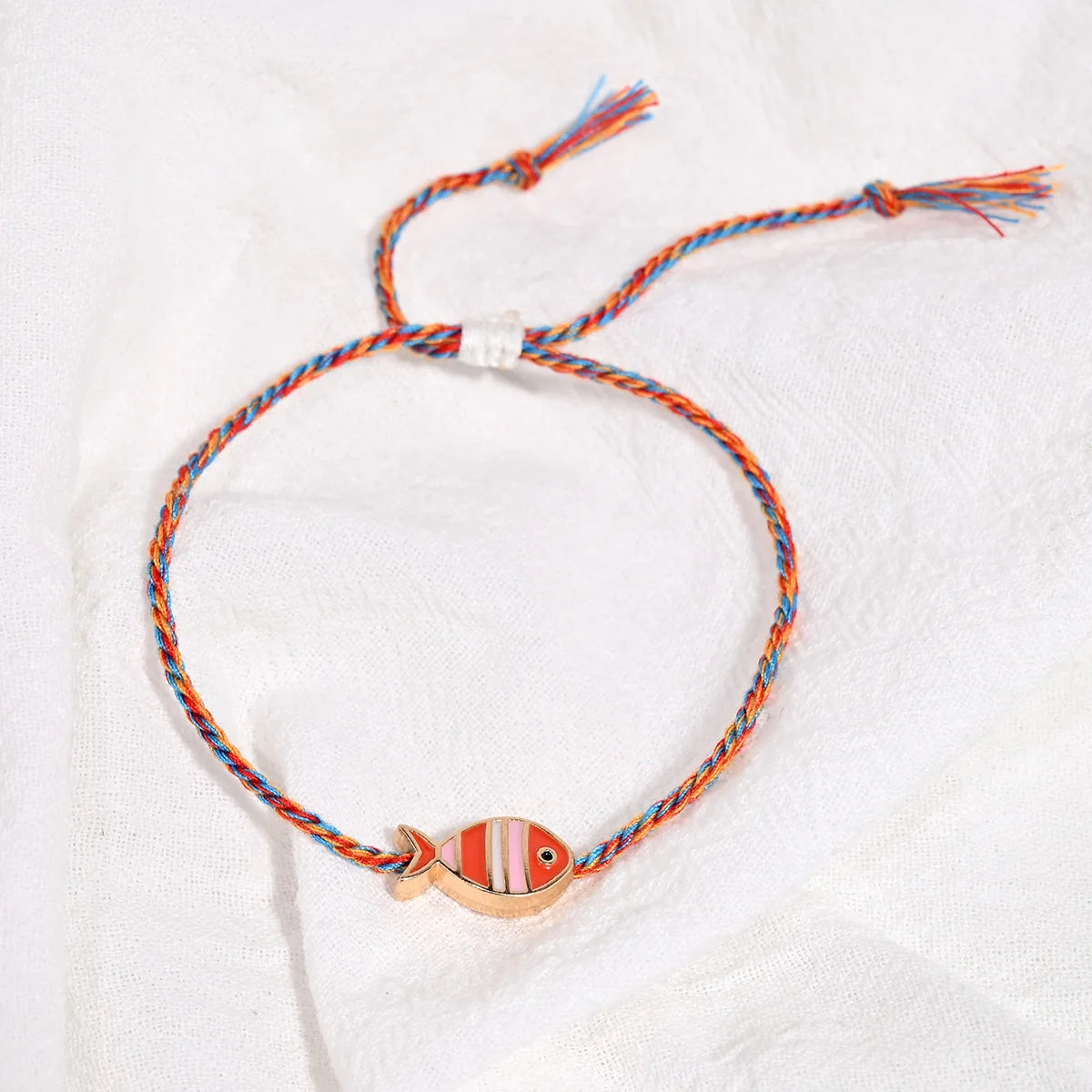 Boho Woven Rope Fish Bracelet with Adjustable Tassel for Women Colorful Beach Tassel Jewelry Femme Colored Friendship Accessory
