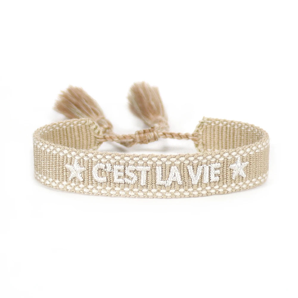 Woven Friendship Bracelet For Women With Saying C'EST LA VIE Summer Stackable Jewelry