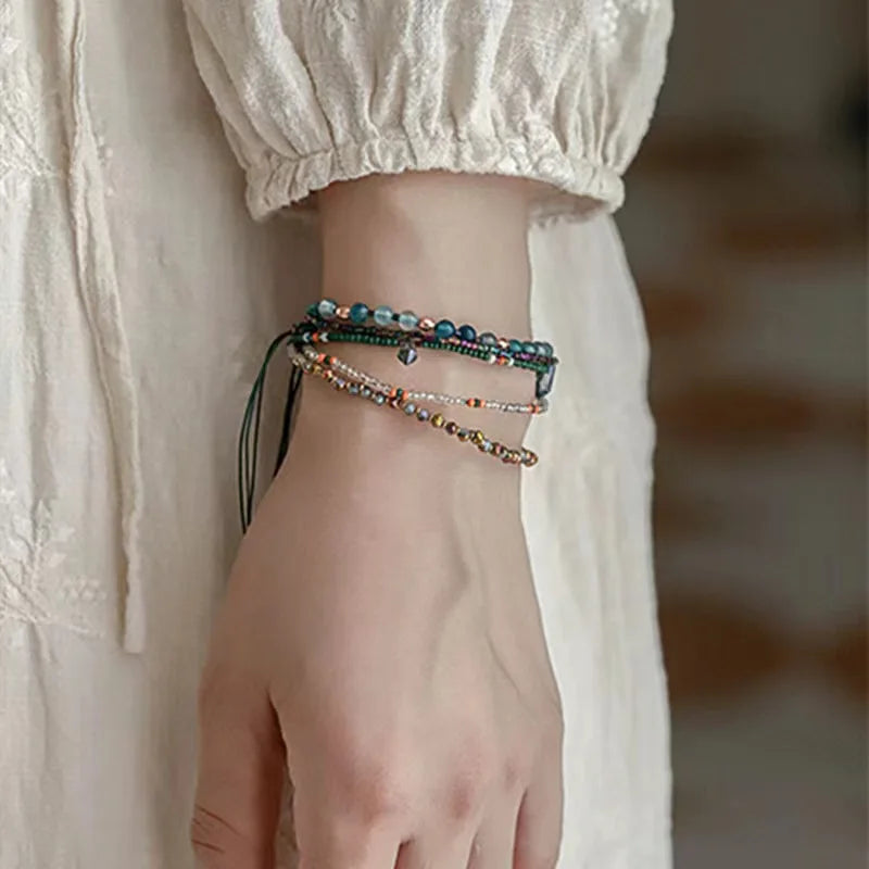 Bohemia Style Mini Beads Bracelet Multi-layer Colors Friendship Boho Bangles Charm Couple Beach Jewelry Handmade Woven