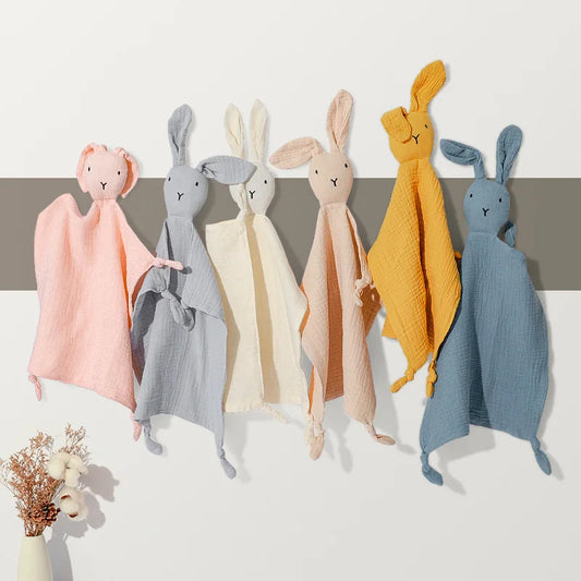 Baby Cotton Muslin Comfortable Blanket Cute Infant Kids Sleep Appease Towel Children Rabbit Saliva Scarf Gauze Blankets