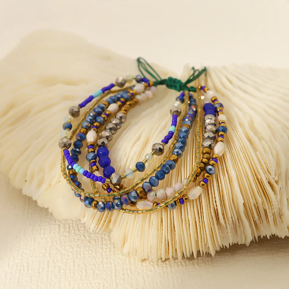 Bohemia Style Mini Beads Bracelet Multi-layer Colors Friendship Boho Bangles Charm Couple Beach Jewelry Handmade Woven