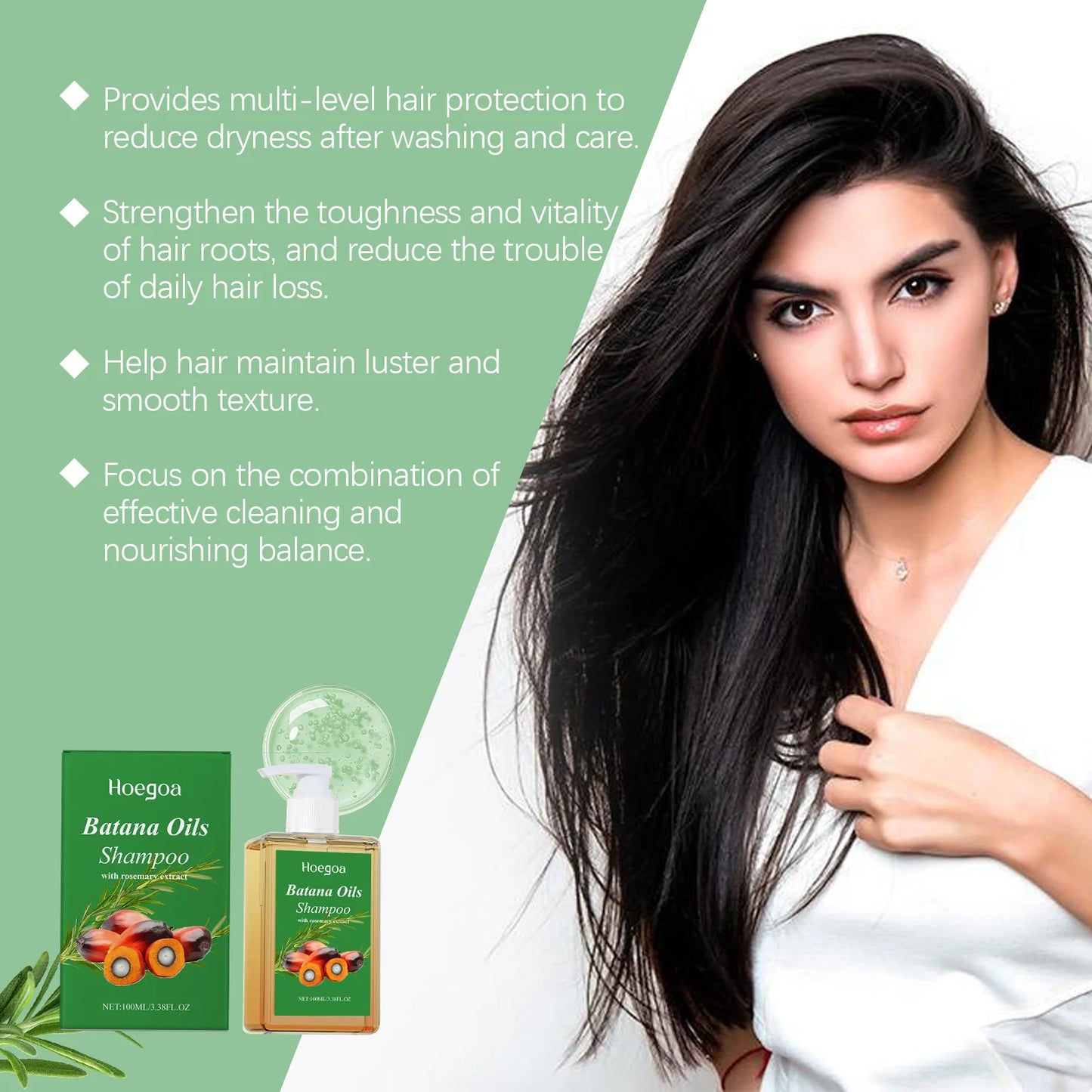 Batana Oil Shampoo Hair Growth Moisturizing Gloss Enhancing Softening Long Lasting Scent Remove Loose Dandruff Flakes Hair Care
