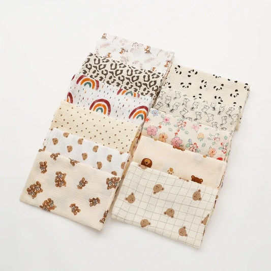 Baby Cotton Muslin Swaddle Blanket Floral/Animal Print Stroller Blanket Infant Diaper Newborn Receiving Blanket