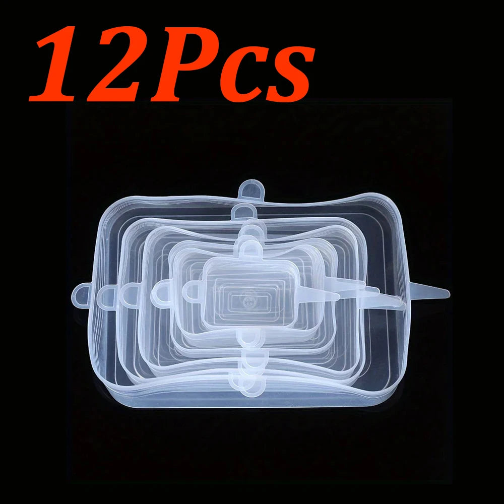 24-6Pcs Reusable Food Silicone Stretch Lids Elastic Silicone Lid Cap Food Covers for Bowl Cups Containers Keep Food Fresh