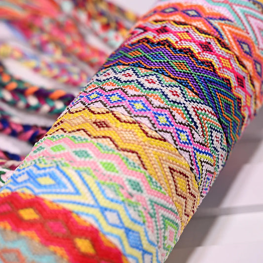 Boho Chic 12-Piece Handwoven Friendship Bracelet Set Vibrant Color Crafted with Love for Stylish Jewelry Accessories