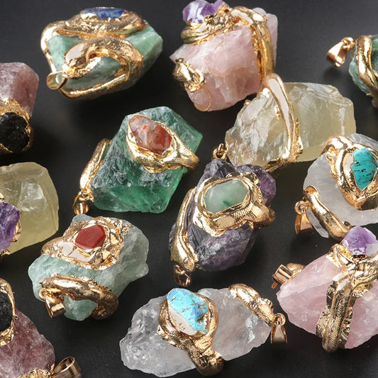 Necklace Pendant Natural Stone Rough Stone Necklace Pendant Withohut Chain For Jewelry Making DIY Necklace Accessory