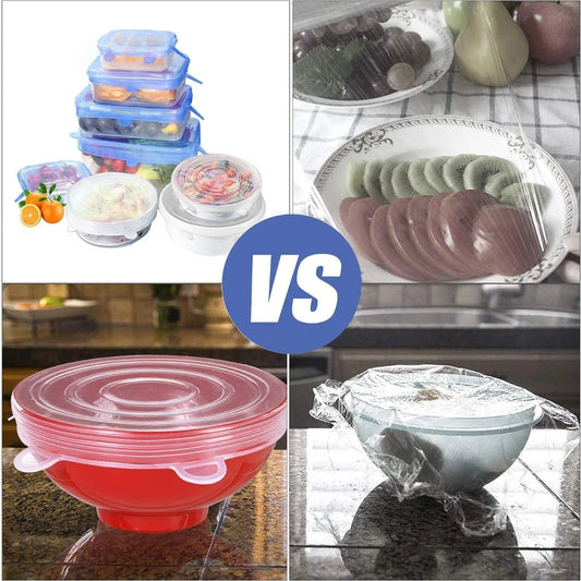 24-6Pcs Reusable Food Silicone Stretch Lids Elastic Silicone Lid Cap Food Covers for Bowl Cups Containers Keep Food Fresh