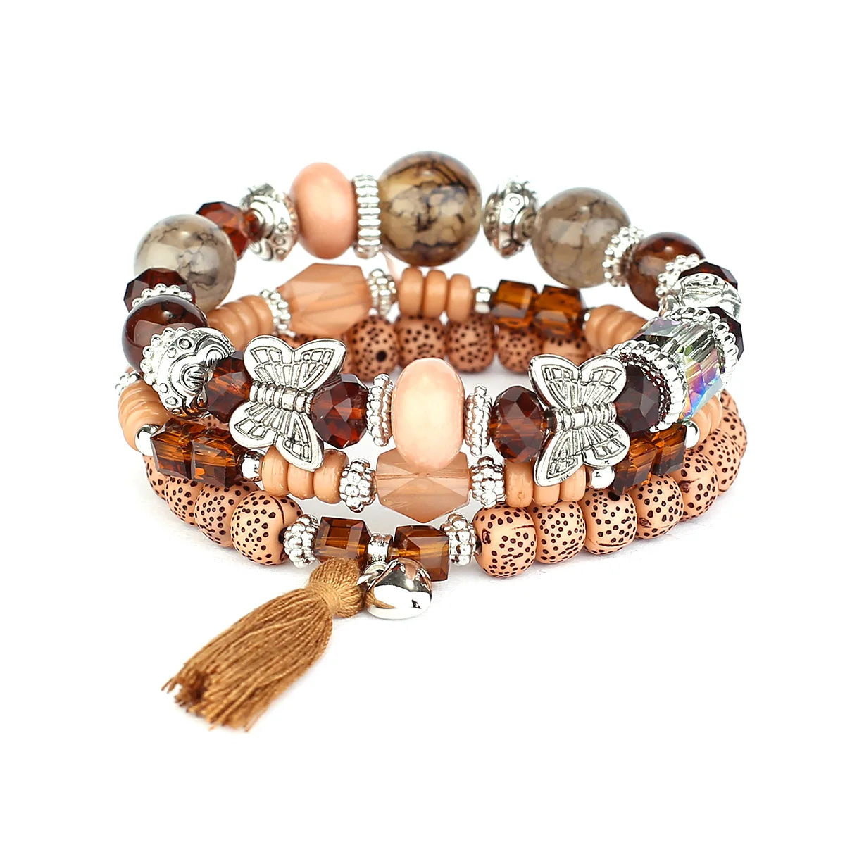3pcs/Set Green Bodhi Beads Bracelets For Women Boho Summer Butterfly Charm Bracelet Femme Friendship Bracelets Bangles