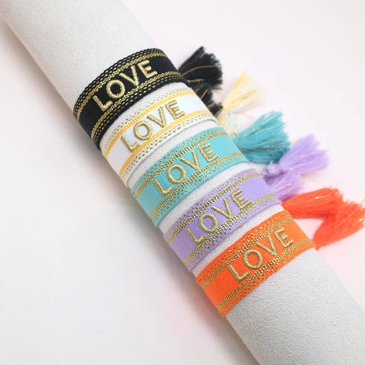 2023 New Adjustable Woven Friendship Couple Bracelet For Women Bohemia Braided Embroidery Letters Tassel Bangles Fashion Jewelry