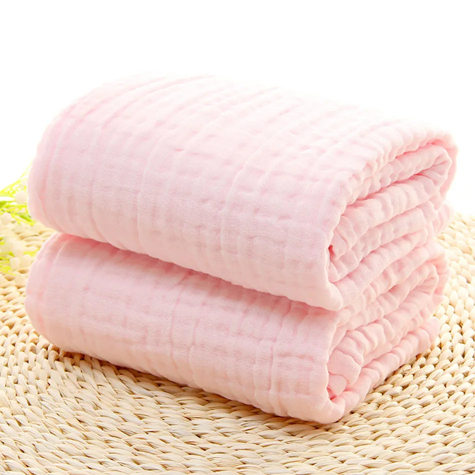 Premium Quality 6-Layer comfortable Cotton Muslin Baby Solid color Swaddle Blanket Hypoallergenic Soft and Breathable Blanket