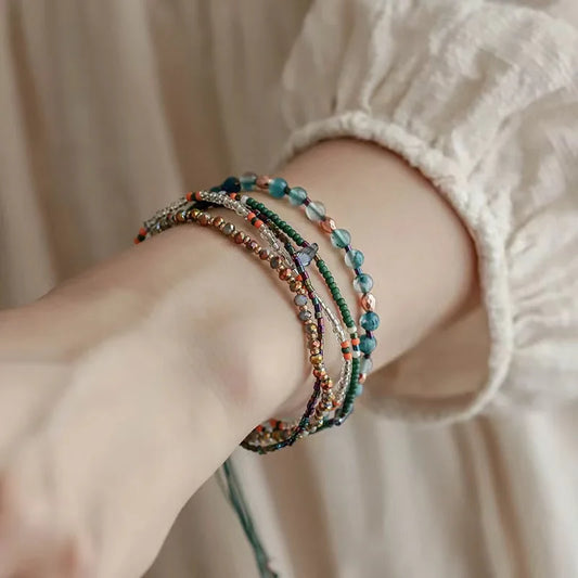 Bohemia Style Mini Beads Bracelet Multi-layer Colors Friendship Boho Bangles Charm Couple Beach Jewelry Handmade Woven