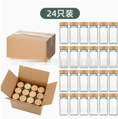 Glass Spice Jars with Bamboo Lid Spice Seasoning Containers Spice Pot Salt Pepper Shakers Spice Organizer Kitchen Spice Jar Set