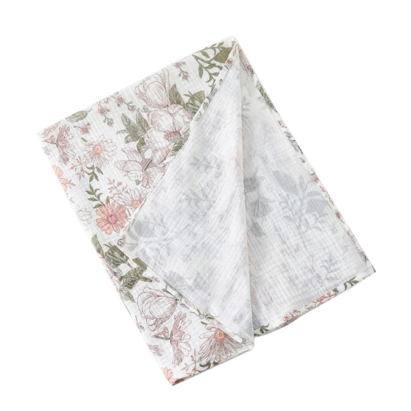 Baby Cotton Muslin Swaddle Blanket Floral/Animal Print Stroller Blanket Infant Diaper Newborn Receiving Blanket