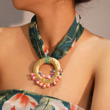 Fashion Statement Boho Necklace with Geometry Pendant for Women Trendy Beach Party Jewelry
