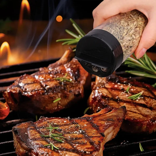 12/1Pcs Clear Plastic Spice Jars with Black Lids Reusable Screw-Top Containers for Kitchen Herbs Powders Peppers Grilling Jars