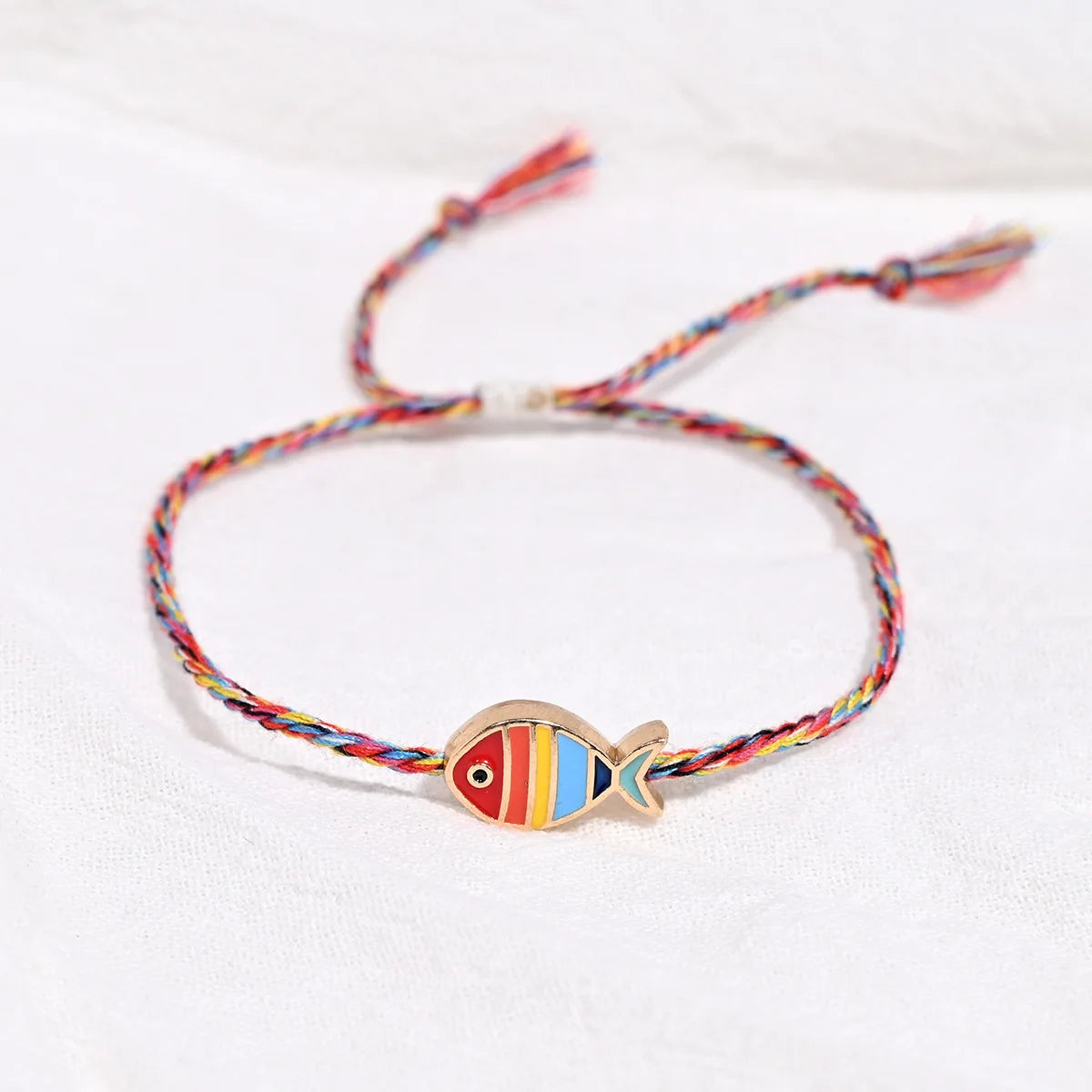Boho Woven Rope Fish Bracelet with Adjustable Tassel for Women Colorful Beach Tassel Jewelry Femme Colored Friendship Accessory