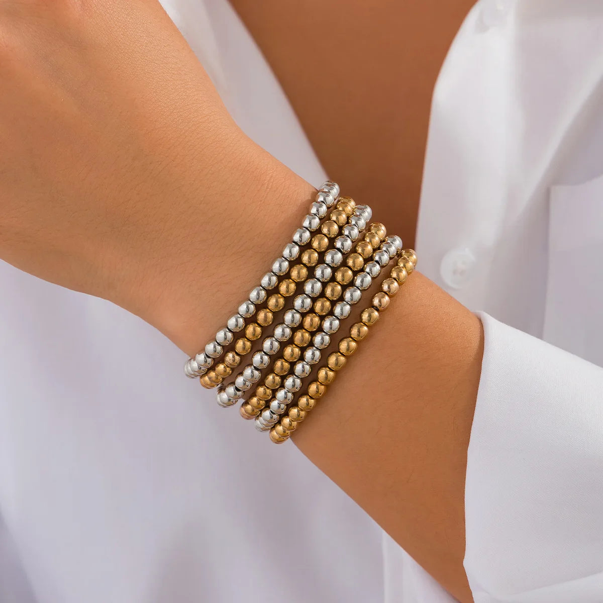 Boho Handmade Beaded Star Bracelet Combination Set Women's Retro Simple Gold Color Metal Bracelets Girly Charm Fashion Jewelry