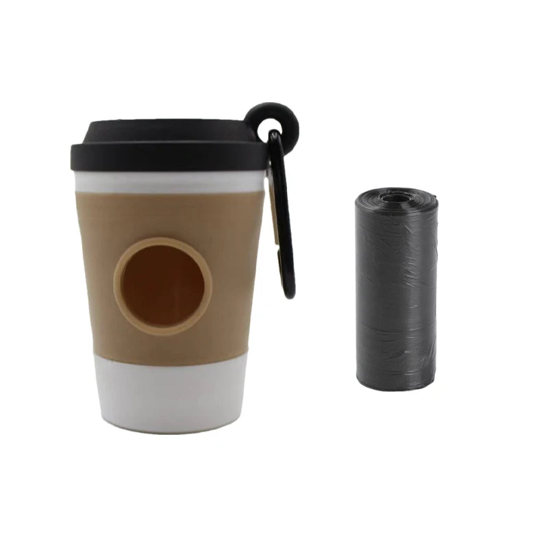 Portable Dog Poop Bag Holder Pet Waste Bag Dispenser for Dogs Outdoor Pet Trash Bags Dispenser Coffee Cup-shaped Dispenser