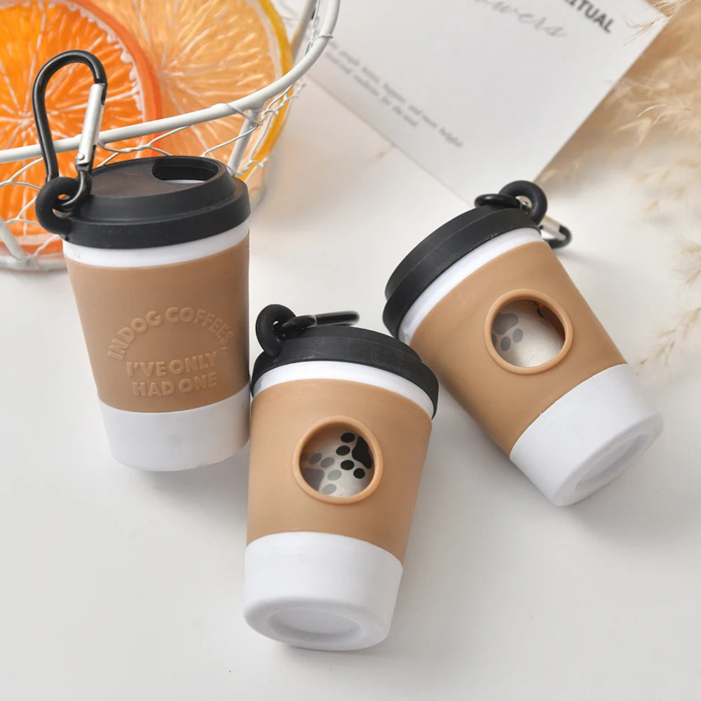 Portable Dog Poop Bag Holder Pet Waste Bag Dispenser for Dogs Outdoor Pet Trash Bags Dispenser Coffee Cup-shaped Dispenser