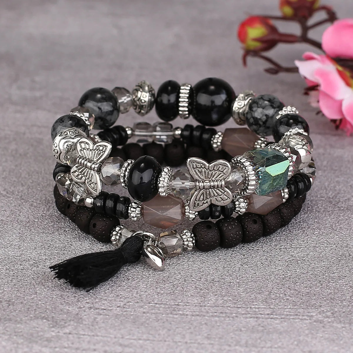 3pcs/Set Green Bodhi Beads Bracelets For Women Boho Summer Butterfly Charm Bracelet Femme Friendship Bracelets Bangles