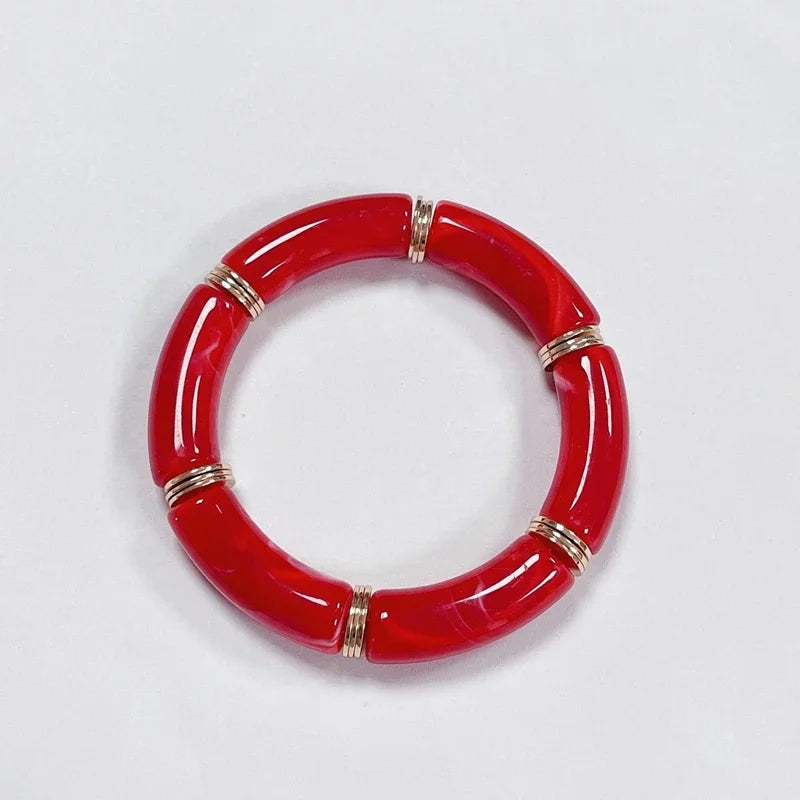 Boho Acrylic Beads Bracelet for Women Multi Color Friendship Elastic Girls Bohemia Stretchy Resin Charm Couple Bangles Jewelry