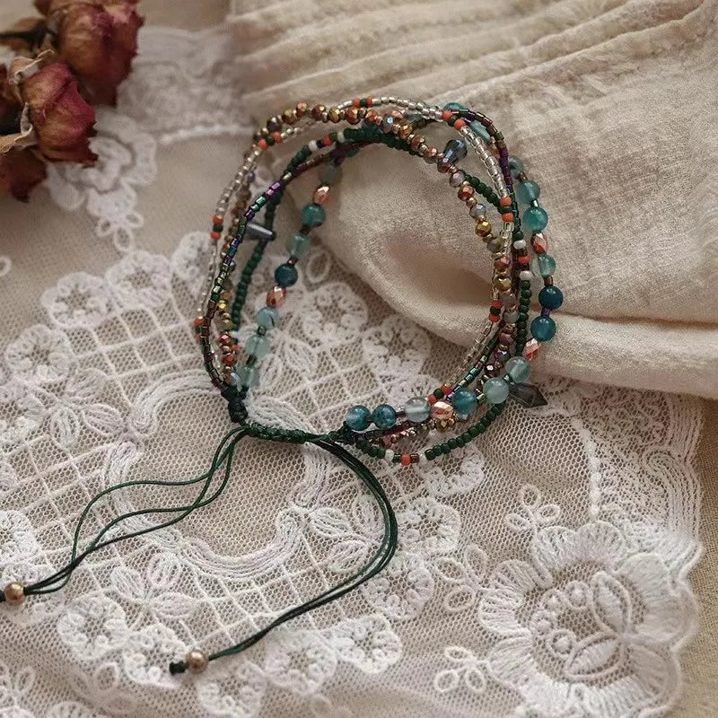 Bohemia Style Mini Beads Bracelet Multi-layer Colors Friendship Boho Bangles Charm Couple Beach Jewelry Handmade Woven