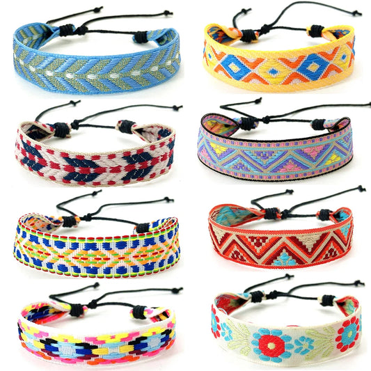 Boho Woven Friendship Love Wrap Bracelets Rope Handmade Thread Braided Ethnic Embroidery Wristbands Women Men Jewelry Adjustable