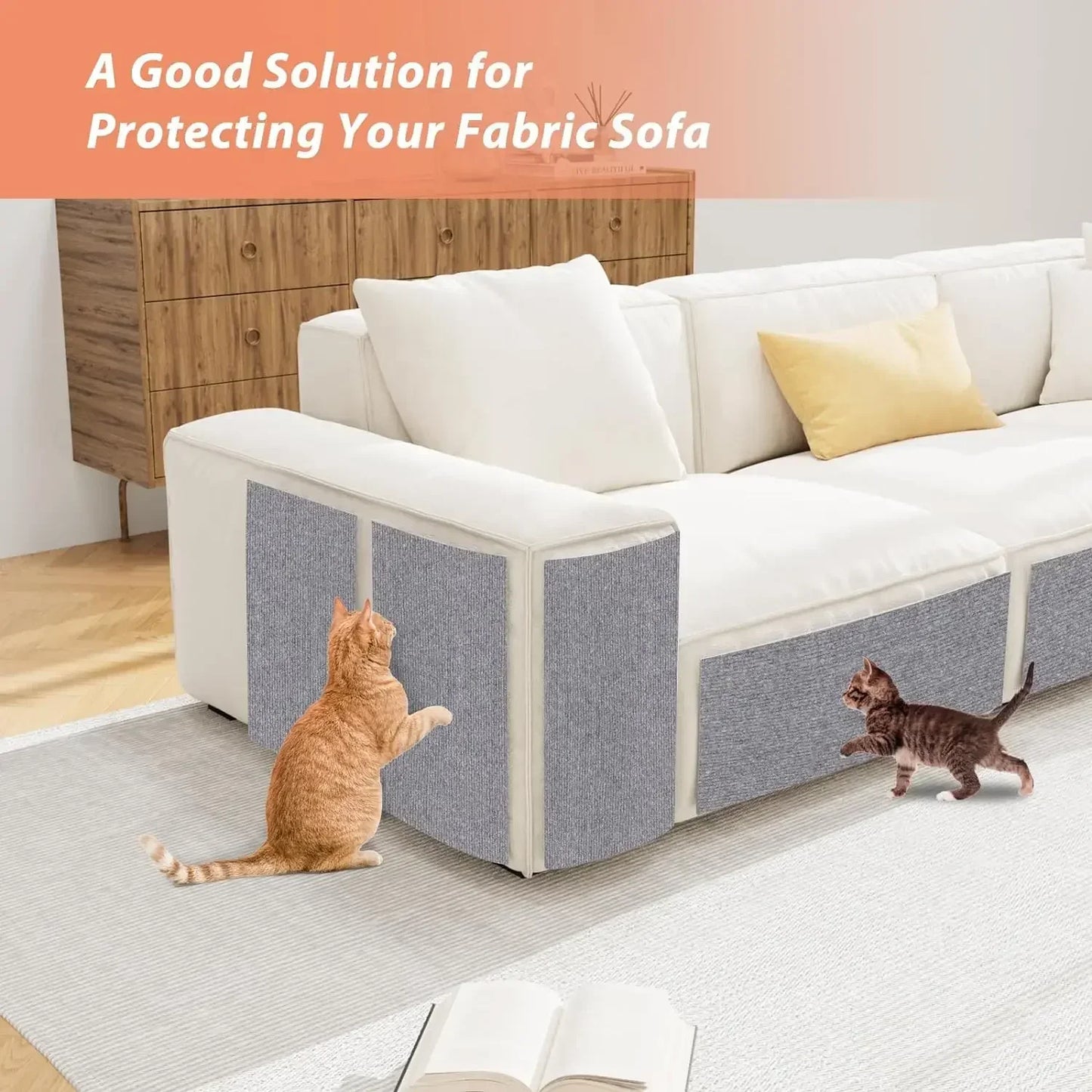 Cat Scratching Mat Cat Carpet with Self-Adhesive Trimmable Cat Scratching Carpet Corner Wall Cat DIY Scratch Furniture Protector