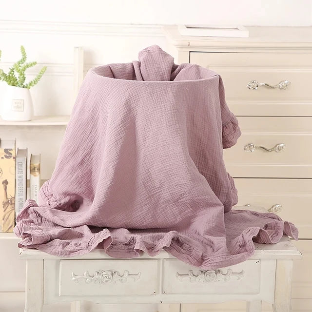 Organic Cotton Baby Blankets Newborn Muslin Swaddle Baby Wrap Gauze Ruffle Blanket Bedding Items Babies Accessories