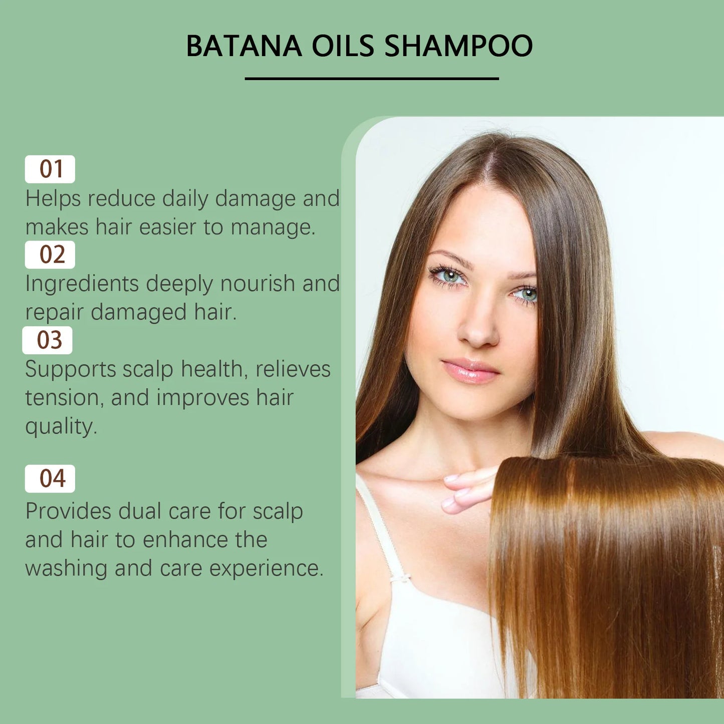 Batana Oil Shampoo Hair Growth Moisturizing Gloss Enhancing Softening Long Lasting Scent Remove Loose Dandruff Flakes Hair Care