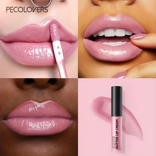 1PC Butter Gloss Non-Sticky Lip Gloss Long Lasting Nude Lip Makeup Hydrating Lip Gloss with Essential Oil Liquid Lipstick