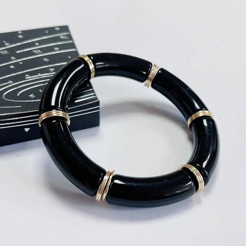 Boho Acrylic Beads Bracelet for Women Multi Color Friendship Elastic Girls Bohemia Stretchy Resin Charm Couple Bangles Jewelry