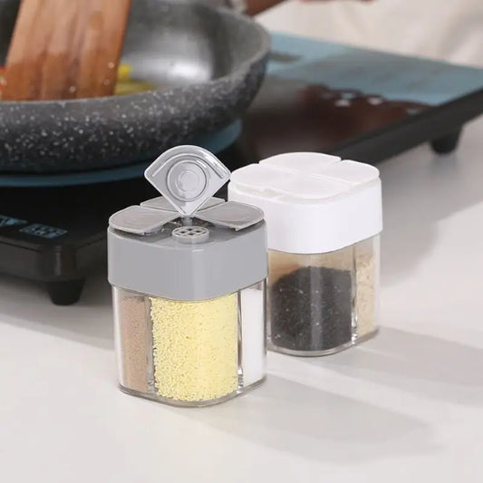 4-In-1 Transparent Spice Dispenser Jar with Lids 4 Compartment Seasoning Container Outdoor Cooking Restaurant Kitchen Containers