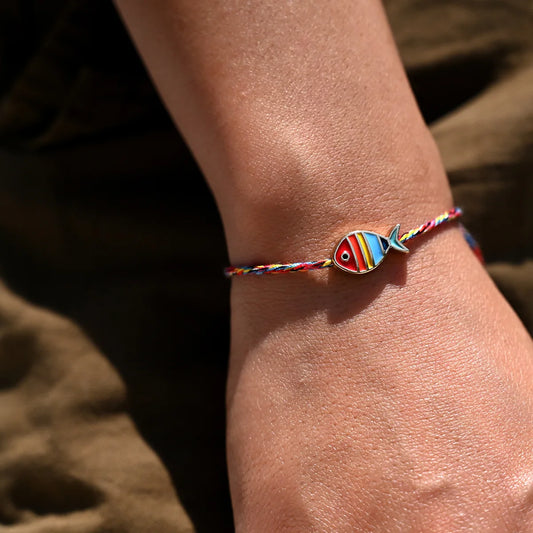 Boho Woven Rope Fish Bracelet with Adjustable Tassel for Women Colorful Beach Tassel Jewelry Femme Colored Friendship Accessory