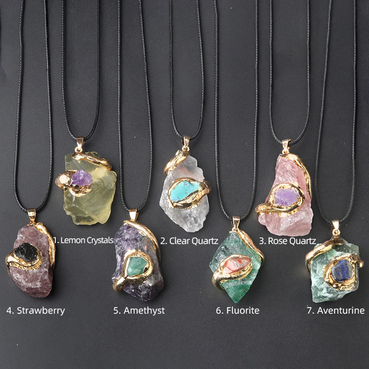 Necklace Pendant Natural Stone Rough Stone Necklace Pendant Withohut Chain For Jewelry Making DIY Necklace Accessory