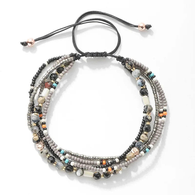 Bohemia Style Mini Beads Bracelet Multi-layer Colors Friendship Boho Bangles Charm Couple Beach Jewelry Handmade Woven
