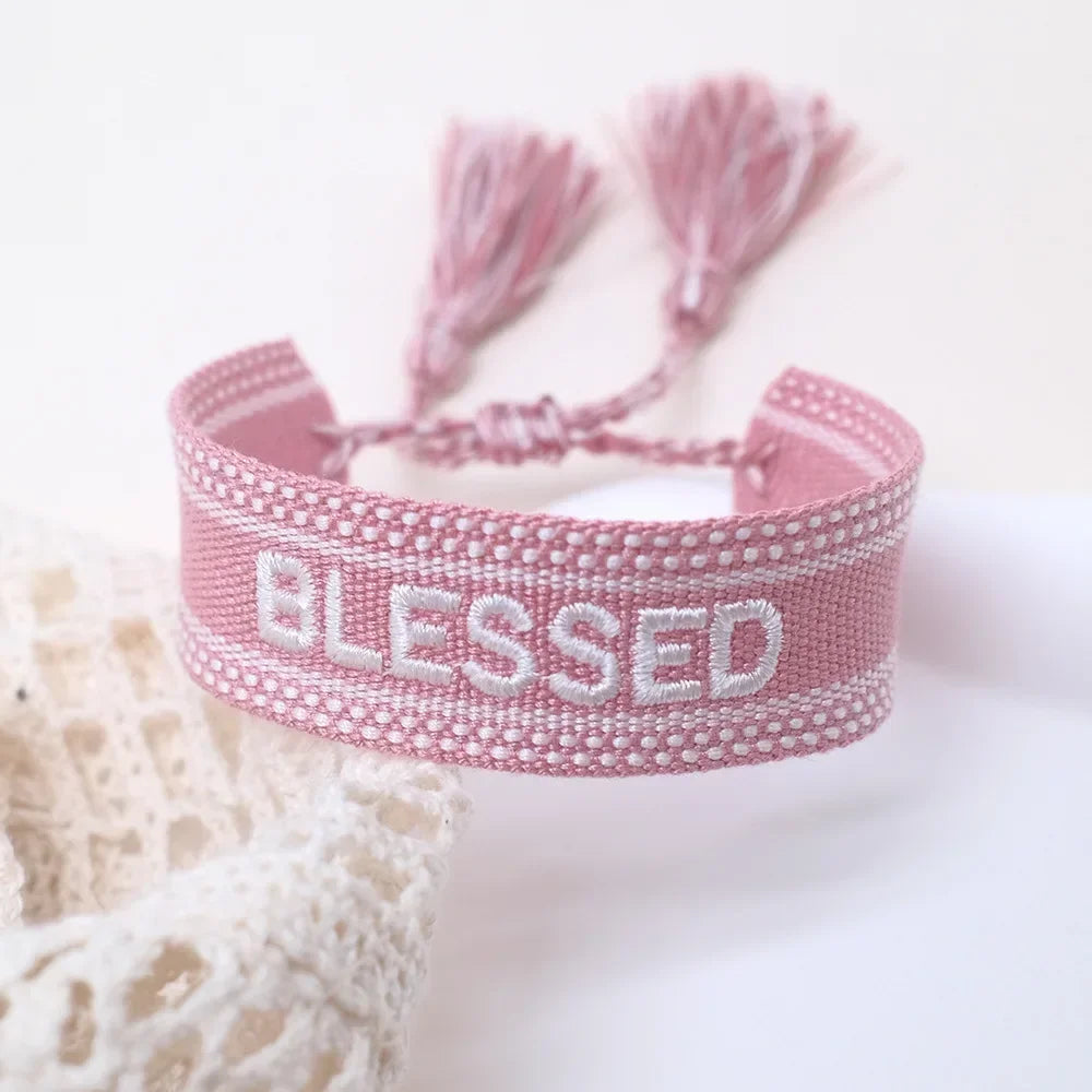 2023 New Adjustable Woven Friendship Couple Bracelet For Women Bohemia Braided Embroidery Letters Tassel Bangles Fashion Jewelry