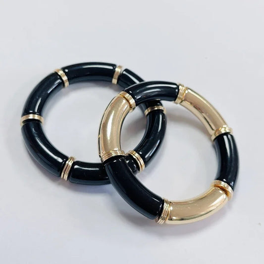 Boho Acrylic Beads Bracelet for Women Multi Color Friendship Elastic Girls Bohemia Stretchy Resin Charm Couple Bangles Jewelry