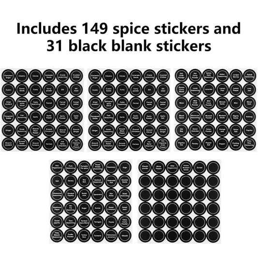 180PCS Spice Stickers Kitchen Jar Spice Bottle Label Kitchen Label Food Storage Stickers Waterproof Blackboard Label Stickers