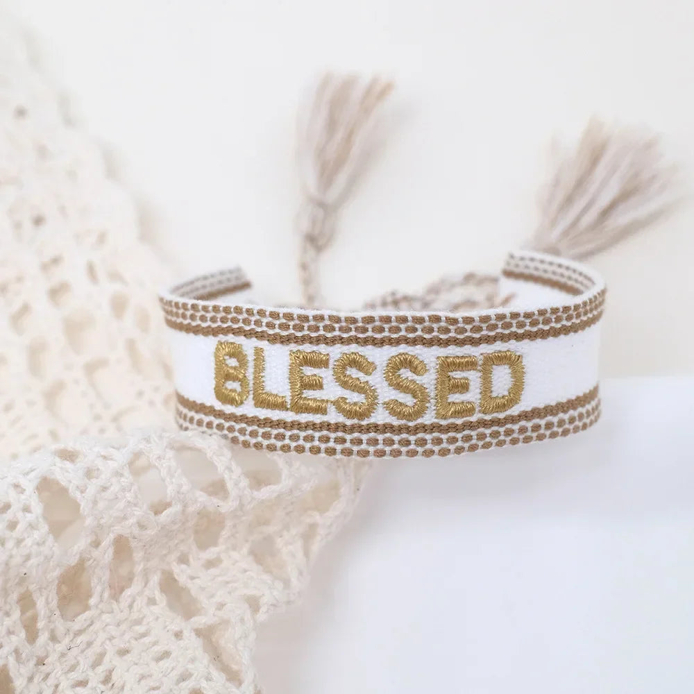 2023 New Adjustable Woven Friendship Couple Bracelet For Women Bohemia Braided Embroidery Letters Tassel Bangles Fashion Jewelry