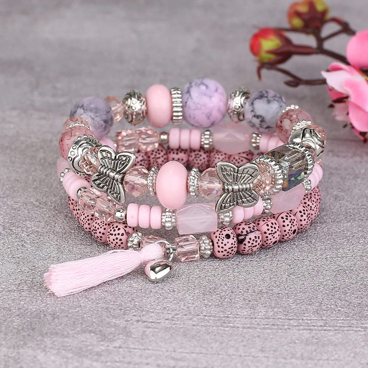 3pcs/Set Green Bodhi Beads Bracelets For Women Boho Summer Butterfly Charm Bracelet Femme Friendship Bracelets Bangles