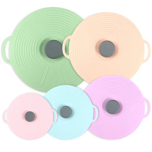 Leeseph Silicone Lids for Bowl, Reusable Sealed Suction Lids Fits Cups, Bowls, Plates, Pots, Pans, Food Storage Kitchen Gadgets