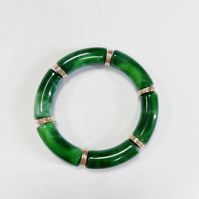 Boho Acrylic Beads Bracelet for Women Multi Color Friendship Elastic Girls Bohemia Stretchy Resin Charm Couple Bangles Jewelry