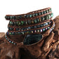 Fashion Boho Bracelet  African Turquoise Natural Stones Grass Green Charm 5 Strands Woven Wrap Bracelets Gift