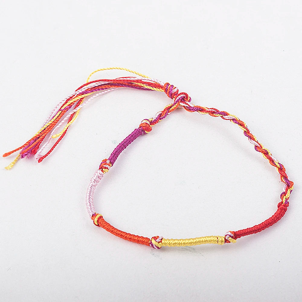10 Pcs /Set New Rainbow Color Mix Braid Friendship Bracelets for Women Jewelry Gift DIY Handmade Rope Bangles Random Color