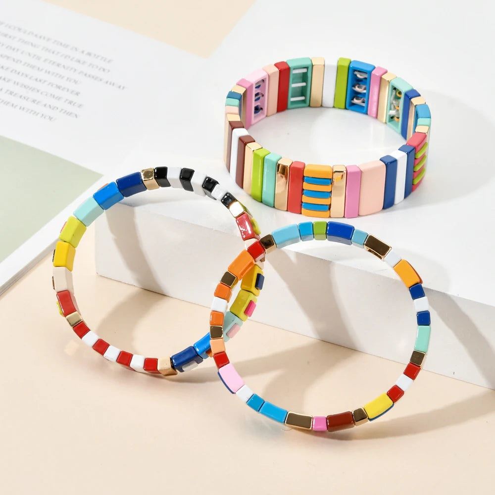 Boho Bracelet Friendship Bracelets For Women Rainbow Jewelry Boho Summer Pulseiras Mujer Tile Beads Bracelet