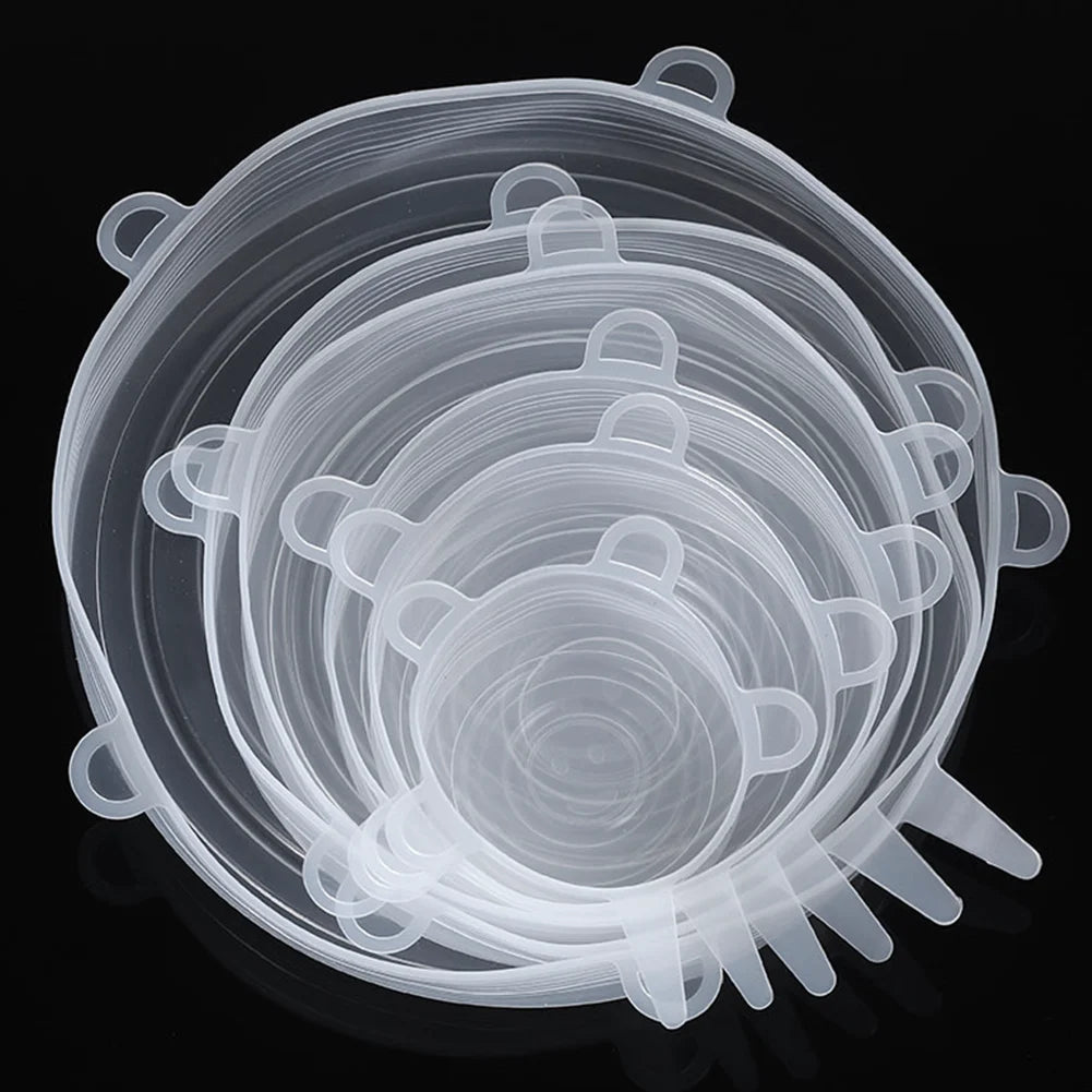 Silicon Stretch Lids Fresh  Keeping Cover Reusable Airtight Food Wrap Covers Stretchy Microwave Lid for Kitchen 6PCS