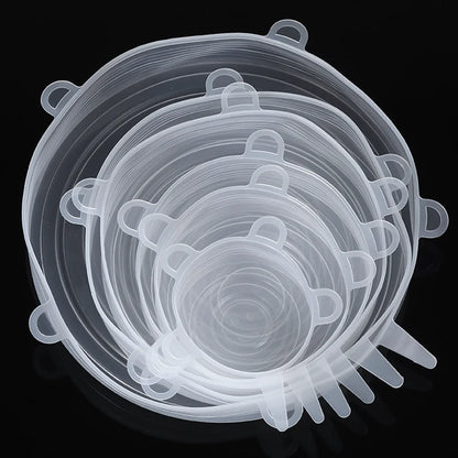 Silicon Stretch Lids Fresh  Keeping Cover Reusable Airtight Food Wrap Covers Stretchy Microwave Lid for Kitchen 6PCS